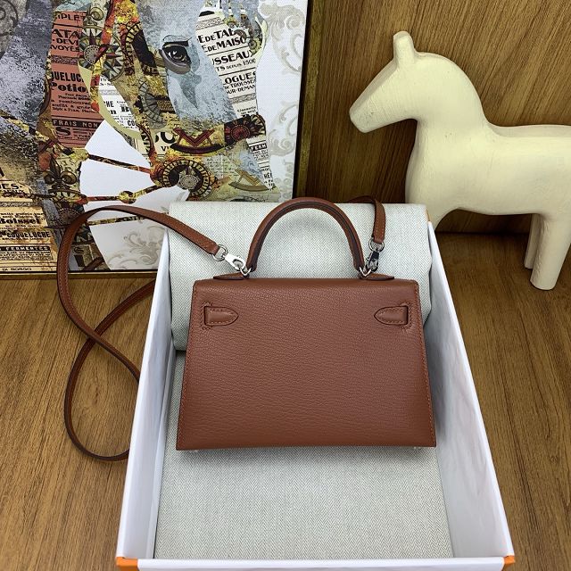 Hermes original chevre mini kelly 19 bag KG0019 havane