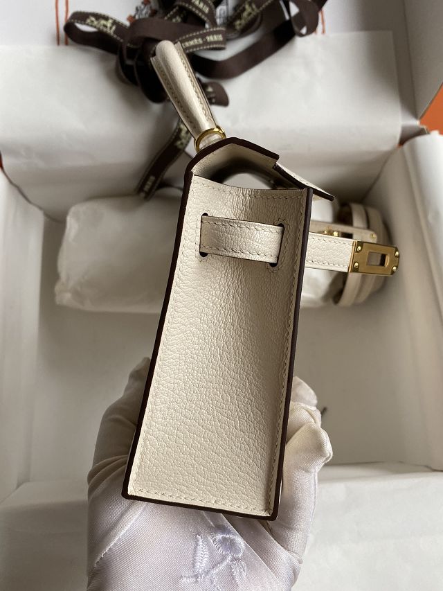 Hermes original chevre mini kelly 19 bag KG0019 nata