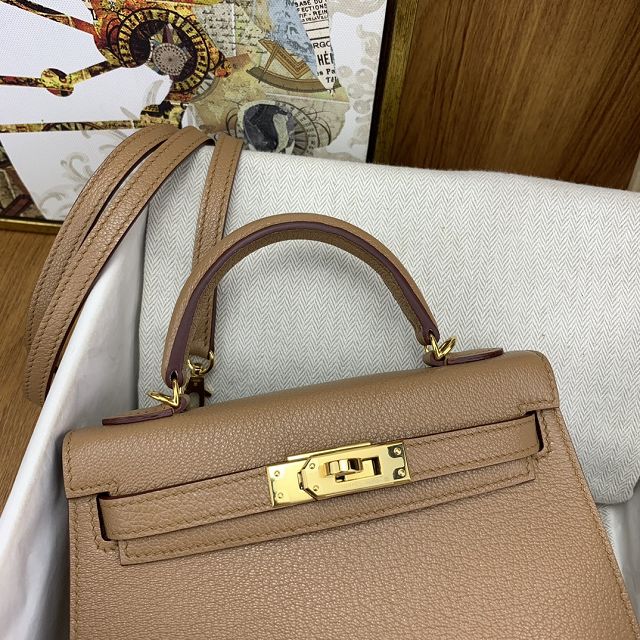 Hermes original chevre mini kelly 19 bag KG0019 quebracro