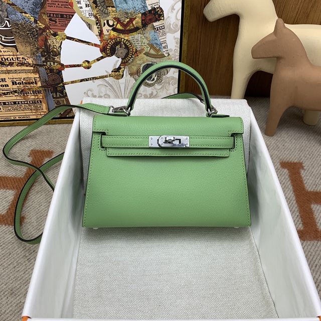 Hermes original chevre mini kelly 19 bag KG0019 vert criquet