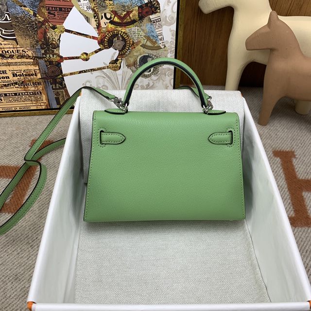 Hermes original chevre mini kelly 19 bag KG0019 vert criquet