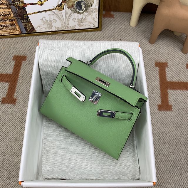 Hermes original chevre mini kelly 19 bag KG0019 vert criquet