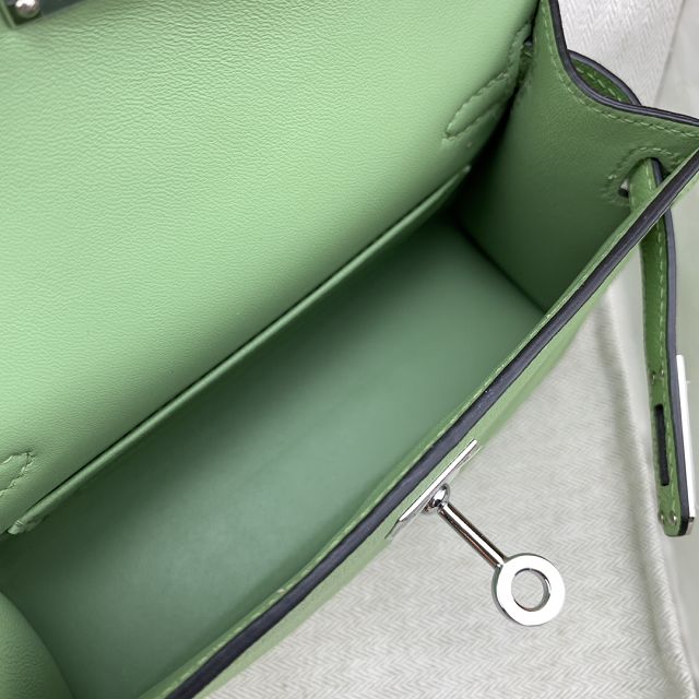 Hermes original chevre mini kelly 19 bag KG0019 vert criquet