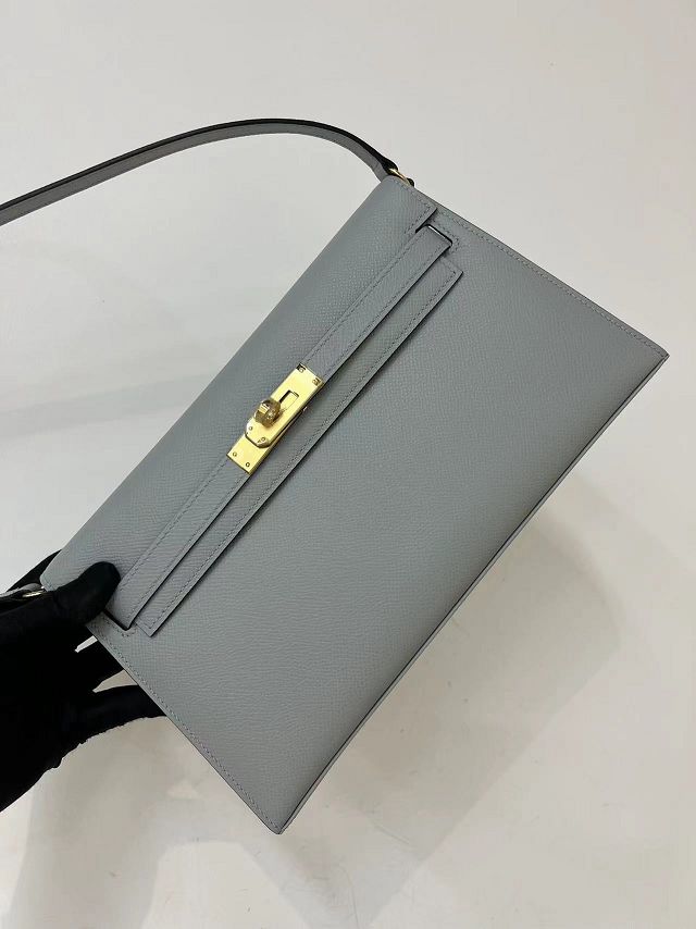 Hermes original madame leather kelly elan KE0028 blue lin