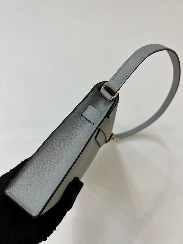 Hermes original madame leather kelly elan KE0028 blue lin