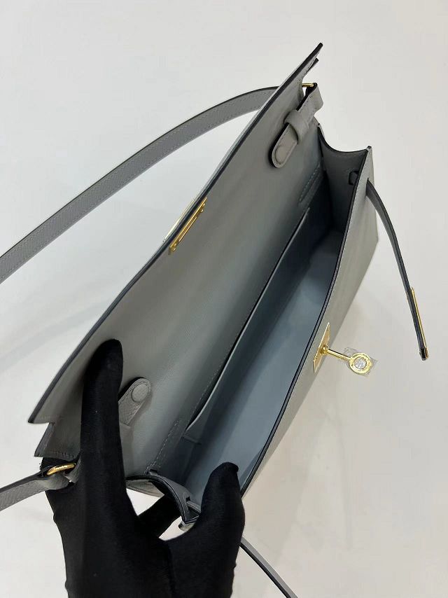 Hermes original madame leather kelly elan KE0028 blue lin