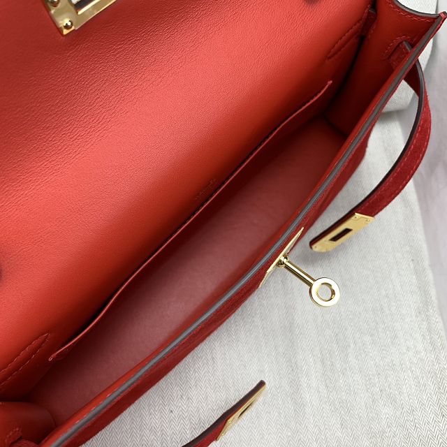 Hermes original suede calfskin kelly elan KE0028 red