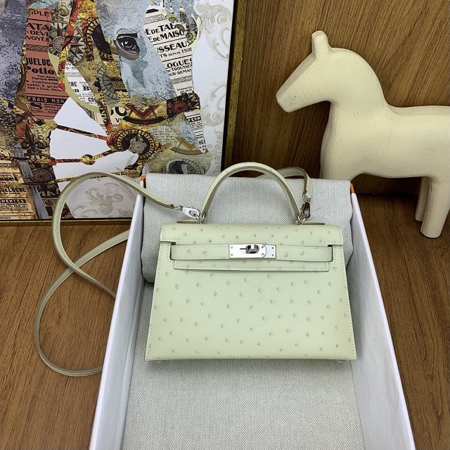 Hermes handmade genuine 100% ostrich leather kelly 19 bag K019 