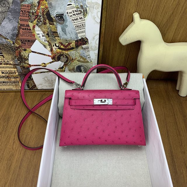 Hermes handmade genuine 100% ostrich leather kelly 19 bag K019 