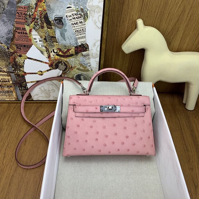 Hermes handmade genuine 100% ostrich leather kelly 19 bag K019 