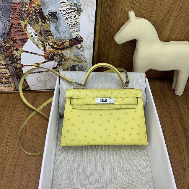 Hermes handmade genuine 100% ostrich leather kelly 19 bag K019 