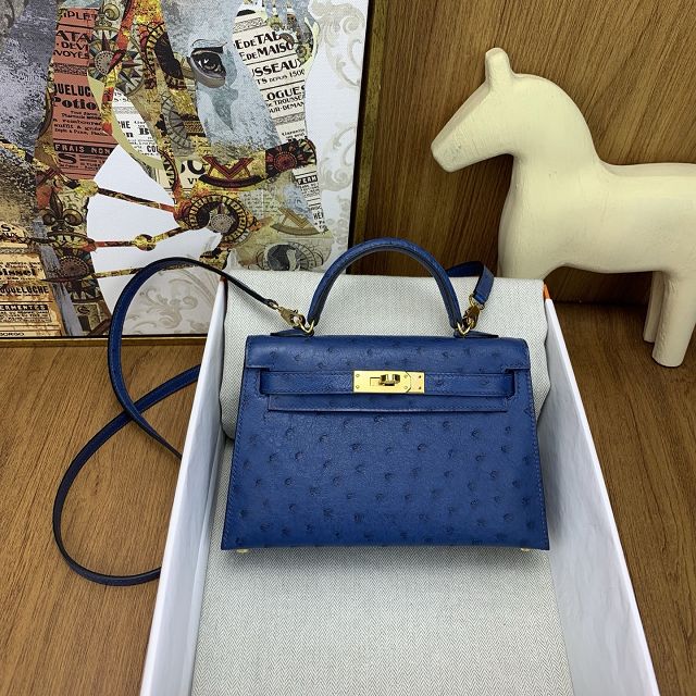 Hermes handmade genuine 100% ostrich leather kelly 19 bag K019 
