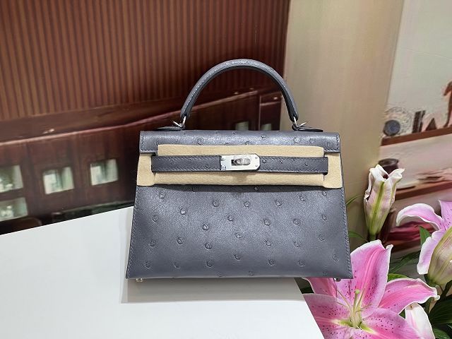 Hermes handmade genuine 100% ostrich leather kelly 19 bag K019 