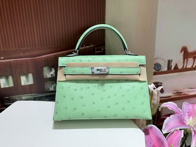 Hermes handmade genuine 100% ostrich leather kelly 19 bag K019 