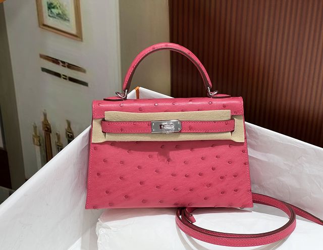 Hermes handmade genuine 100% ostrich leather kelly 19 bag K019 