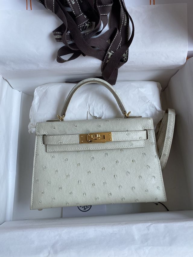 Hermes handmade genuine 100% ostrich leather kelly 19 bag K019 