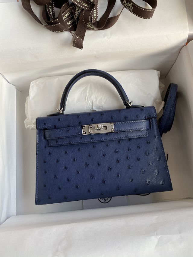 Hermes handmade genuine 100% ostrich leather kelly 19 bag K019 