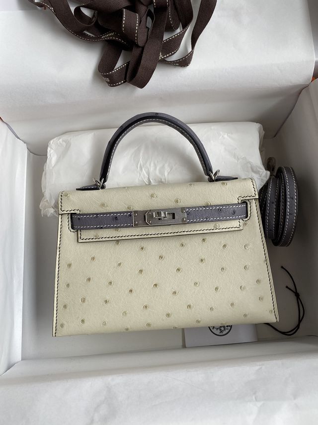 Hermes handmade genuine 100% ostrich leather kelly 19 bag K019 