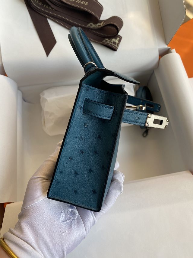 Hermes handmade genuine 100% ostrich leather kelly 19 bag K019 colvert