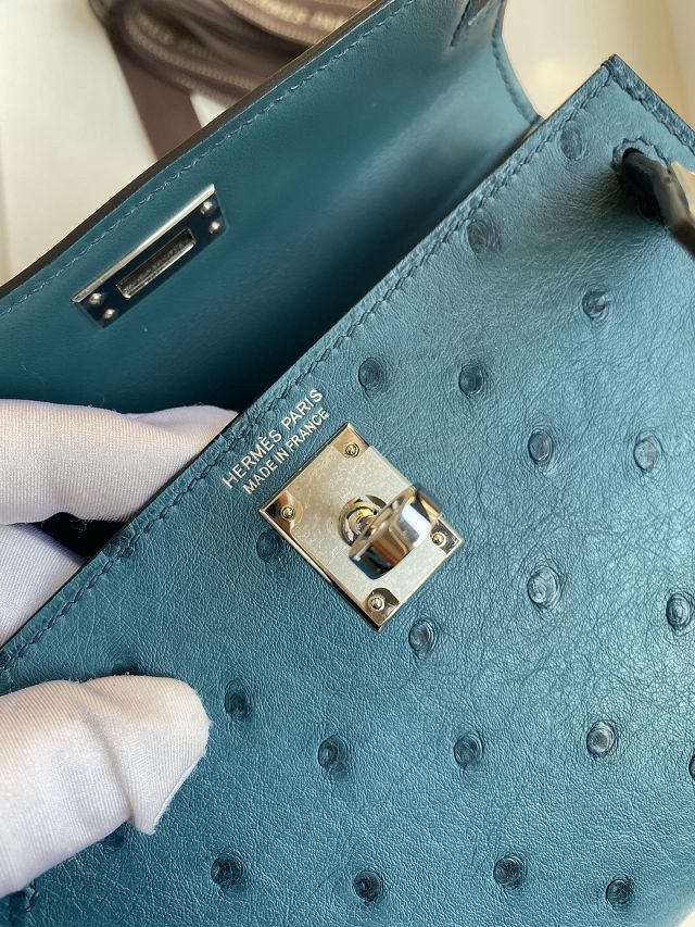 Hermes handmade genuine 100% ostrich leather kelly 19 bag K019 colvert