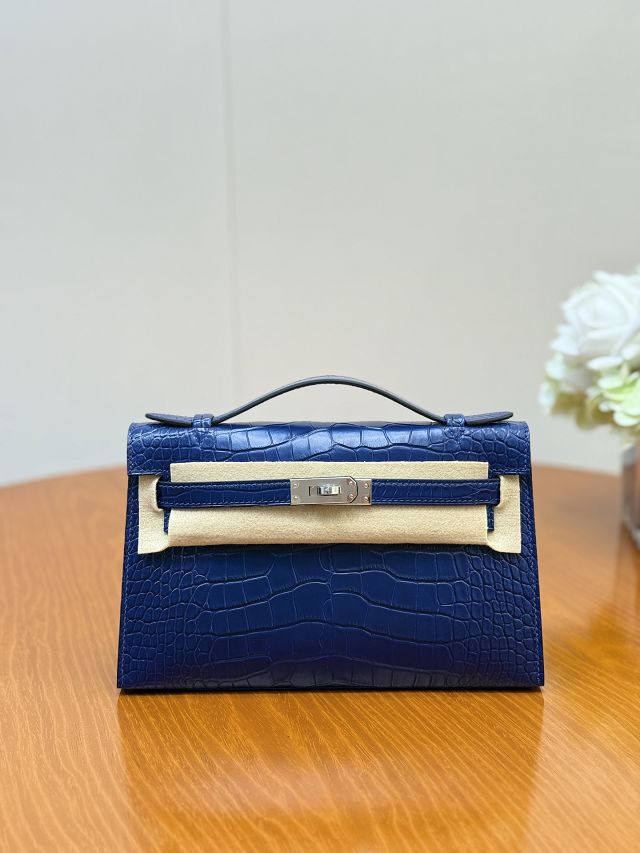 Hermes handmade genuine crocodile leather mini kelly 22 clutch K220 