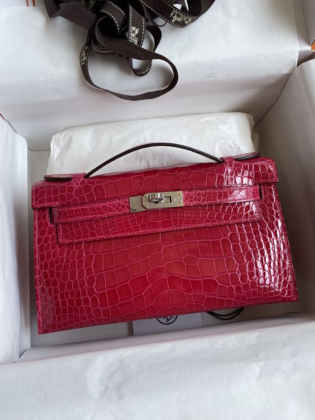 Hermes handmade genuine crocodile leather mini kelly 22 clutch K220 