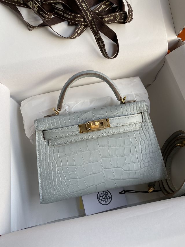 Hermes handmade genuine crocodile leather mini kelly bag K0019