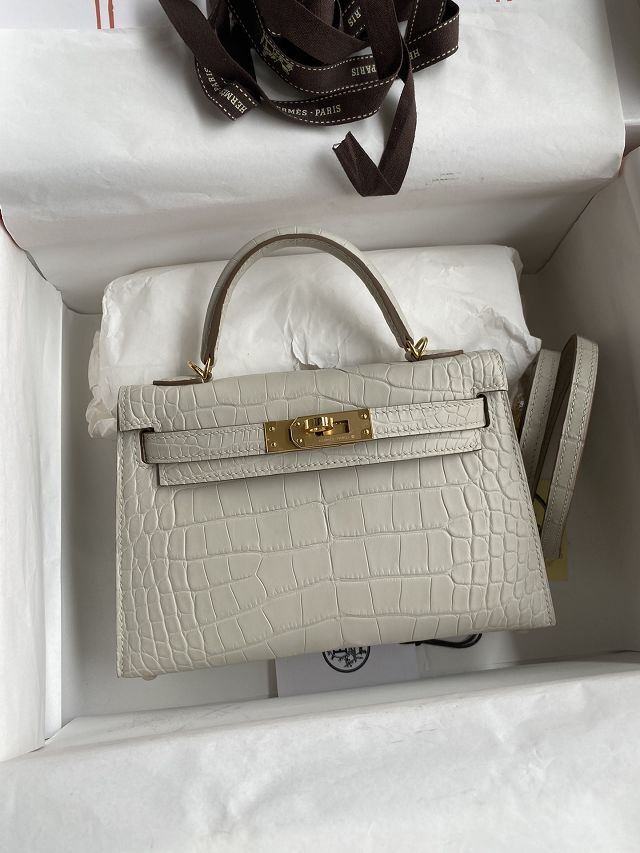 Hermes handmade genuine crocodile leather mini kelly bag K0019