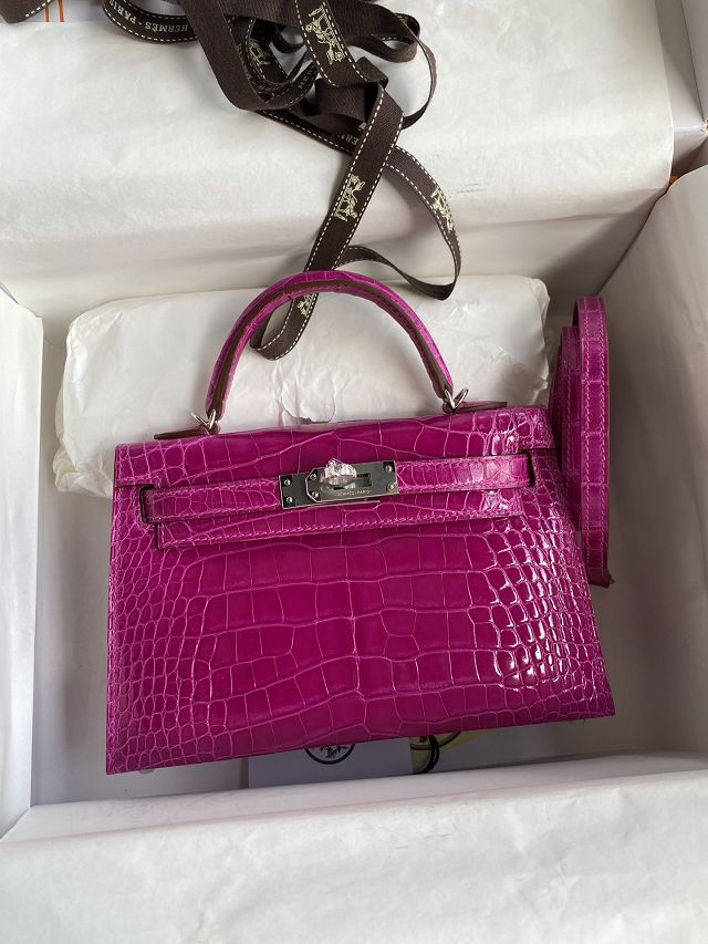 Hermes handmade genuine crocodile leather mini kelly bag K0019