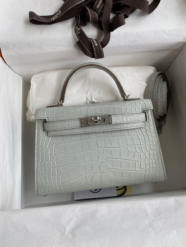Hermes handmade genuine crocodile leather mini kelly bag K0019