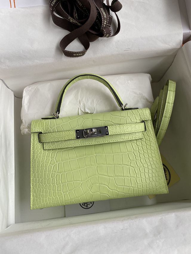 Hermes handmade genuine crocodile leather mini kelly bag K0019