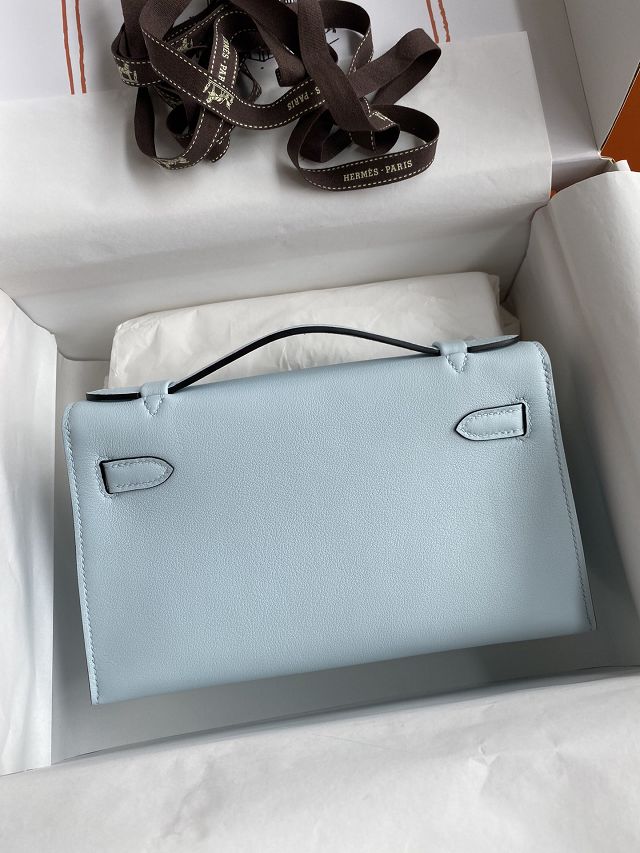 Hermes original swift leather mini kelly 22 clutch K0012 azur