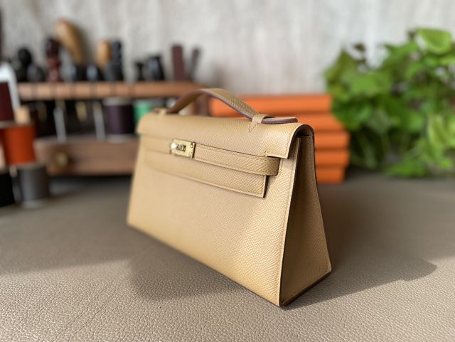 Hermes original epsom leather mini kelly 22 clutch K012 biscuit