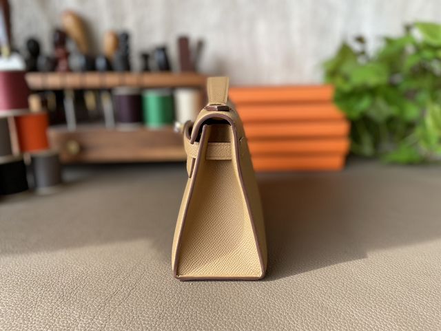 Hermes original epsom leather mini kelly 22 clutch K012 biscuit