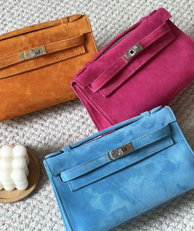 Hermes original suede calfskin mini kelly 22 clutch K0012 