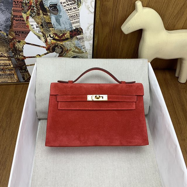 Hermes original suede calfskin mini kelly 22 clutch K0012 