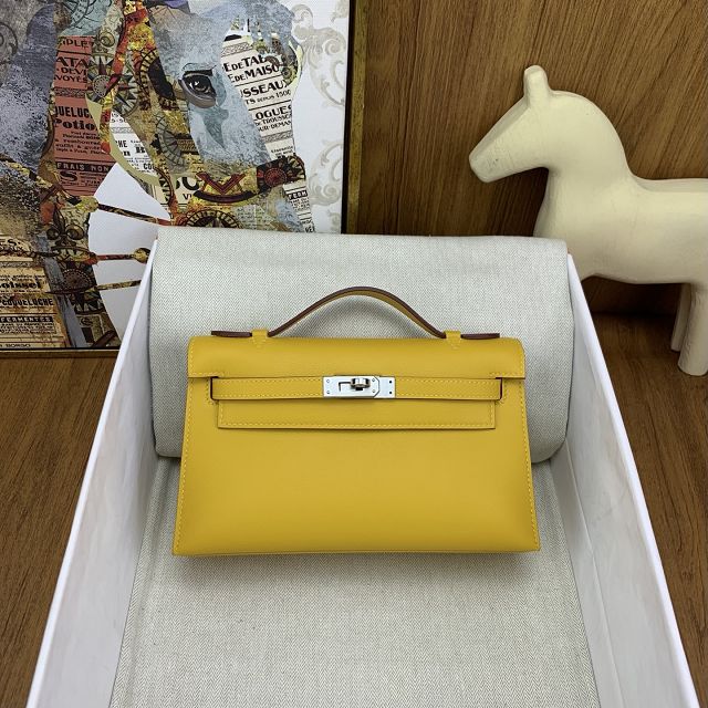 Hermes original swift leather mini kelly 22 clutch K0012 amber