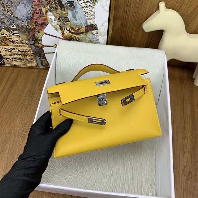 Hermes original swift leather mini kelly 22 clutch K0012 amber