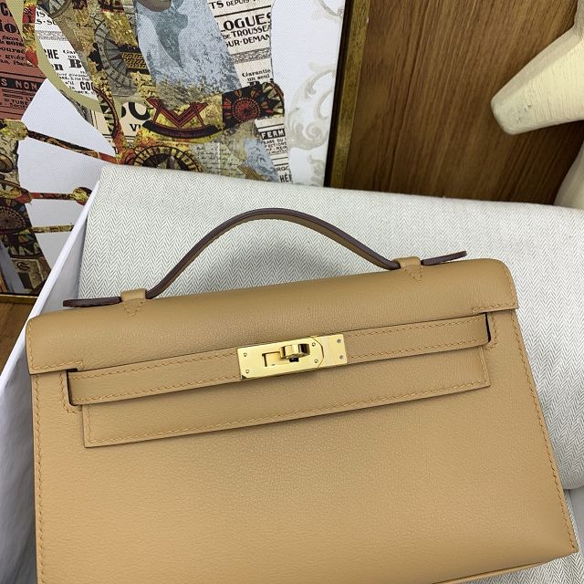 Hermes original swift leather mini kelly 22 clutch K0012 biscuit
