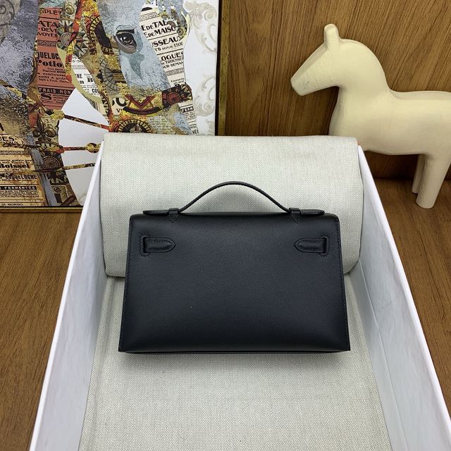 Hermes original swift leather mini kelly 22 clutch K0012 black