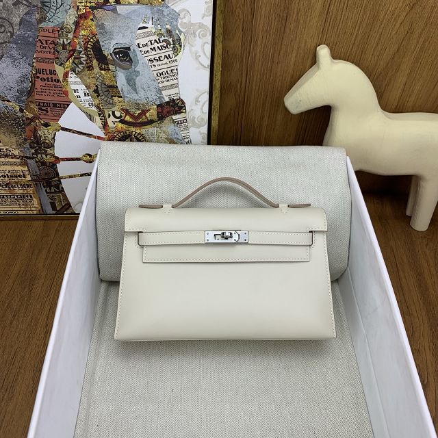 Hermes original swift leather mini kelly 22 clutch K0012 craie