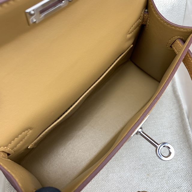 Hermes original epsom leather mini kelly 19 bag K0019 biscuit