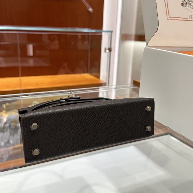 Hermes original epsom leather mini kelly 19 bag K0019 ebene