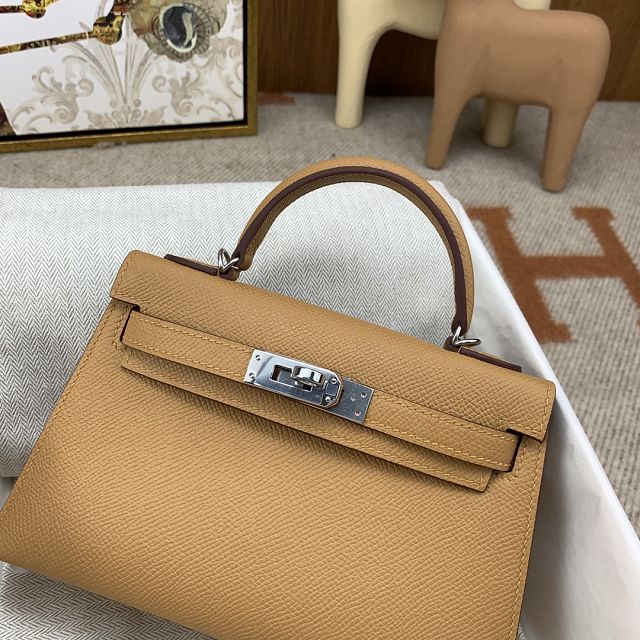 Hermes original epsom leather mini kelly 19 bag K0019 latte