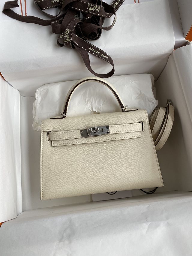 Hermes original epsom leather mini kelly 19 bag K0019 nata