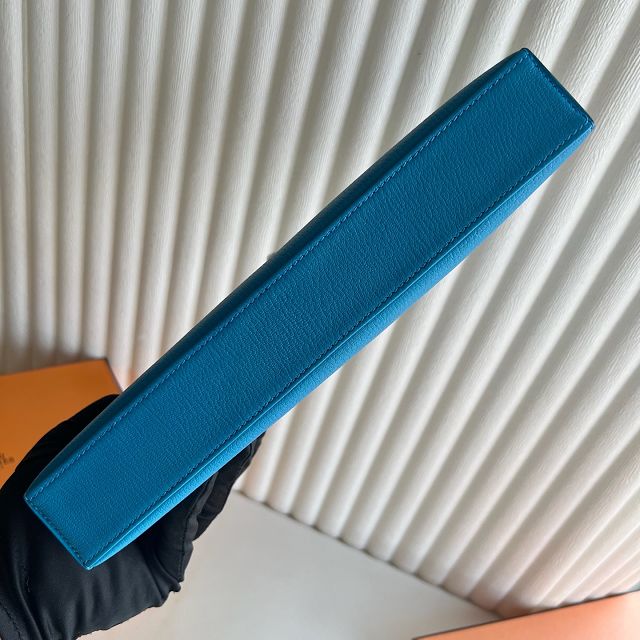 Hermes original chevre leather kelly elan KE0028-5 blue frida