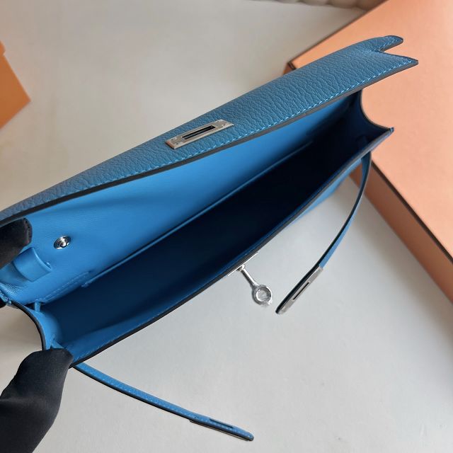 Hermes original chevre leather kelly elan KE0028-5 blue frida