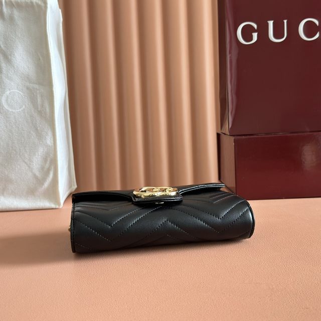 GG original calfskin marmont wallet on chain 837745 black