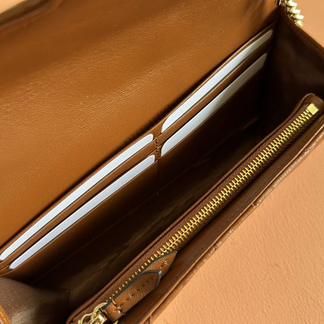 GG original calfskin marmont wallet on chain 837745 brown