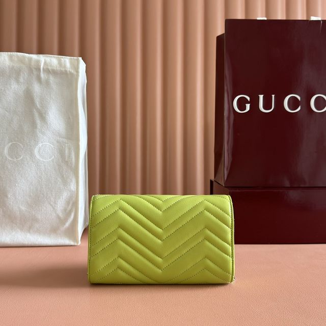 GG original calfskin marmont wallet on chain 837745 green